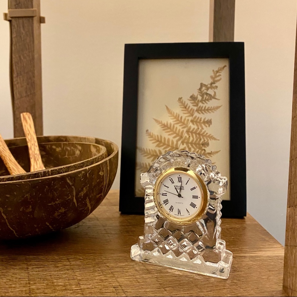 Crystal Legends 3” Cut Glass Clock Decor